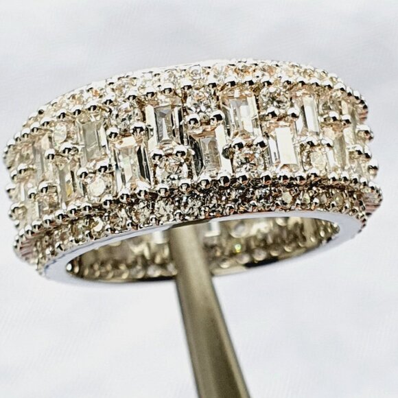 🎊Fashion Rectangle Round Gems Zircon Luxury Eternity Ring for Women, EVGG1386 - Picture 3 of 15